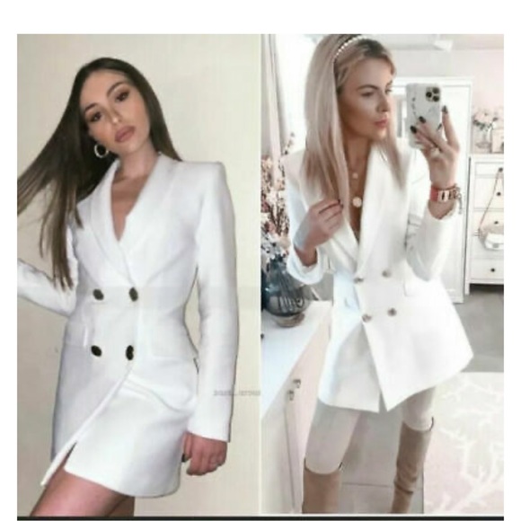 ZARA DOUBLE-BREASTED CROSSOVER FROCK COAT BLAZER - Picture 5 of 6